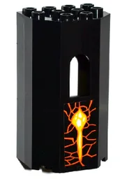 Panel 3 x 4 x 6 with Window with Orange Cracks and Lava Pattern (Sticker) - Set 70321
