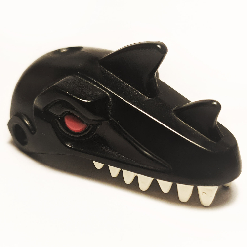 Lego Animal Body Part, Dinosaur, Raptor Head with Red Eyes, White Teeth print / Black