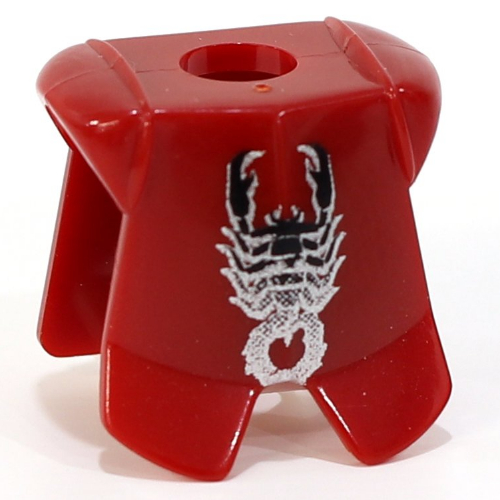 Lego Minifig Neckwear Armor Breastplate with Leg Protection, Vladek Scorpion Black & Silver Print / Dark Red