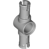 Lego Technic Pin Connector Hub with 2 Pins with Friction Ridges Lengthwise [Small Squared Pin Holes] / Light Bluish Gray