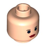 Lego Minifig Head Princess Leia / Mon Mothma, Red Lips Small Eyebrows Print / Light Nougat