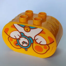 Duplo Sound Brick 2 x 4 x 2 Rounded Ends with Tiger Body Holding Clock Print