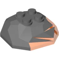 Rock Boulder 4 x 4, Top with Marbled Trans-Neon Orange Pattern