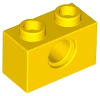 Technic Brick 1 x 2 [1 Pin Hole] / Yellow