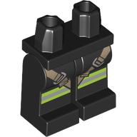 Lego Hips and Black Legs with Dark Tan Straps, Neon Yellow/Silver Reflective Stripes print / Black