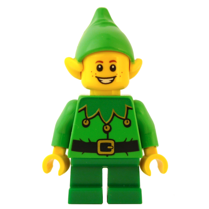 Lego Elf - Bright Green Torso, Green legs, Bright Green Hat, Broad Smile