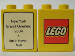 Duplo, Brick 1 x 2 x 2 with The LEGO Store New York, Smith Haven Mall 2004 Opening Pattern