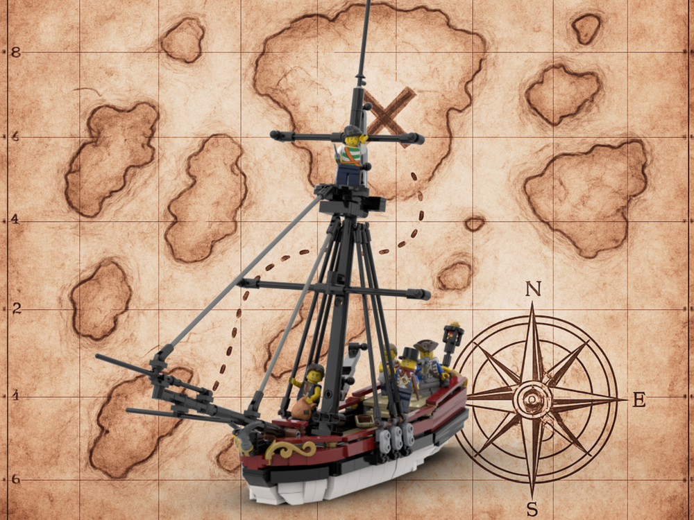Lego ⚓ THE HAWK - Privateer Cutter | Full Rigging & Crew | Rare Figure Head