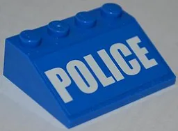 Slope 33 3 x 4 with White 'POLICE' Bold Narrow Font on Blue Background Pattern (Sticker) - Set 4205