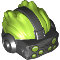 Lego Hair with Goggles Headset, Lime Hair Print / Dark Bluish Gray