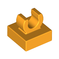 Lego Tile Special 1 x 1 with Clip with Rounded Edges / Bright Light Orange