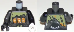 Torso Ninjago Slot Machine Pattern / Black Arm Left / Pearl Dark Gray Arm Right / White Hand Left / Black Hand Right