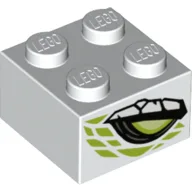 Brick 2 x 2 with Lime Eye on Both Sides, Dragon Scales Print / White