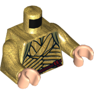 Lego Torso Robe with Woven Gold Strips and Dark Red Belt Print (Elrond), Pearl Gold Arms, Light Nougat Hands / Pearl Gold
