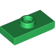 Plate Special 1 x 2 with 1 Stud with Groove and Inside Stud Holder (Jumper) / Green
