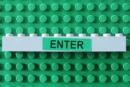 Brick 1 x 10 with Black 'ENTER' on Green Background Pattern (Sticker) - Set 4556