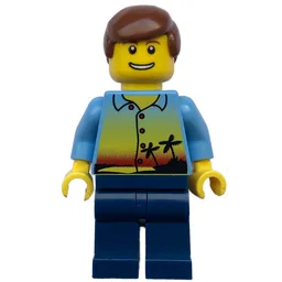 Man - Hawaiian Shirt, Dark Blue Legs
