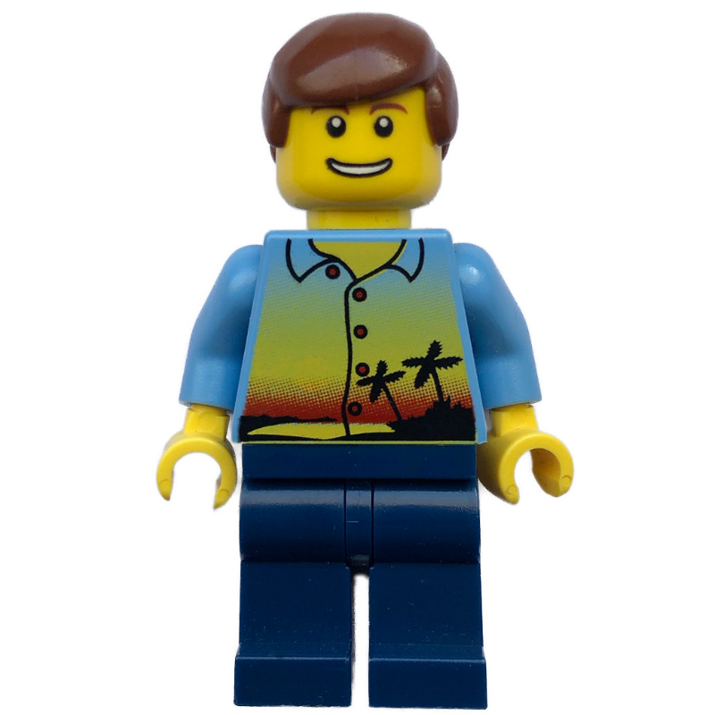 Lego Man - Hawaiian Shirt, Dark Blue Legs