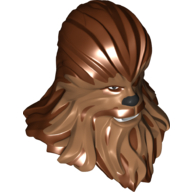 Lego Large Figure Head Wookiee with Medium Nougat Fur Print (Chewbacca) / Reddish Brown