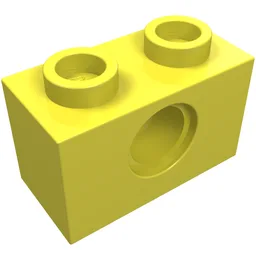 Technic Brick 1 x 2 [1 Pin Hole] / Bright Light Yellow