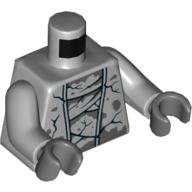 Lego Torso Statue with Cracks, Layers, and Stains Print, Light Bluish Gray Arms, Dark Bluish Gray Hands / Light Bluish Gray