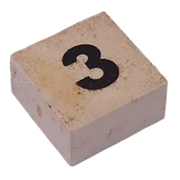 Modulex Tile 2 x 2 with Small Black '3' Print, without Internal Supports