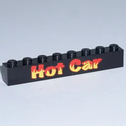 Brick 1 x 8 with 'Hot Car' Print / Black