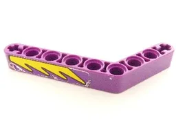 Technic, Liftarm, Modified Bent Thick 1 x 9 (6 - 4) with Yellow Flames Pattern Model Left Side (Sticker) - Set 8269