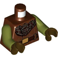 Torso, Dark Brown Scarf, Belt, Gold Belt Buckle Print, Olive Green Arms, Reddish Brown Hands / Reddish Brown