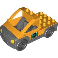 Lego Duplo Truck Pickup Flatbed with Dark Bluish Gray Base with Tire and Tools Print