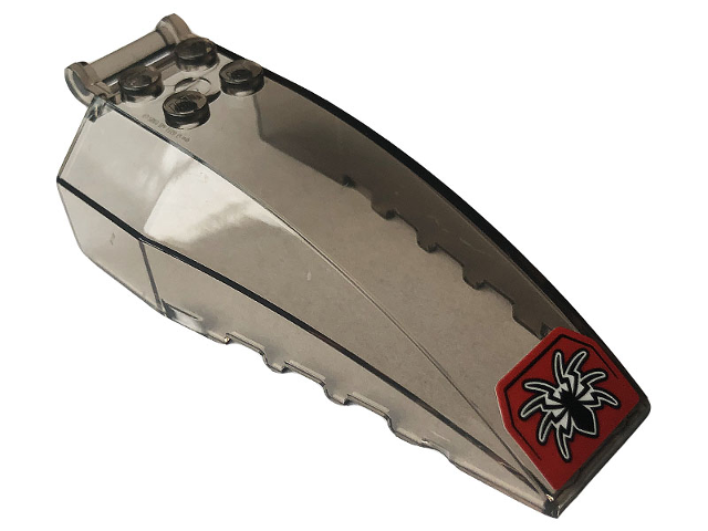 Lego Windscreen 8 x 4 x 2 with 4 Studs and Bar Handle with Black Spider on Red Background Pattern (Sticker) - Set 76150