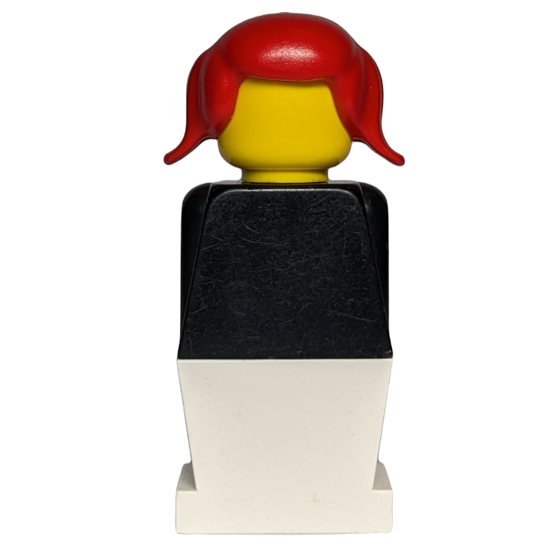 Lego LEGOLAND Female, Black Torso, White Legs, Red Hair
