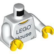 Lego Torso 'LEGO House' / LEGO Logo Back Print, White Arms, Yellow Hands / White