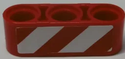 Technic, Liftarm Thick 1 x 3 with Red and White Danger Stripes Pattern Model Left Side (Sticker) - Set 8071