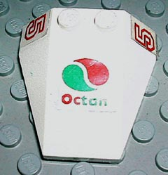 Lego Wedge 4 x 4 Triple without Stud Notches with Octan Logo and Number 5 both sides Pattern (Stickers) - Set 6648-1