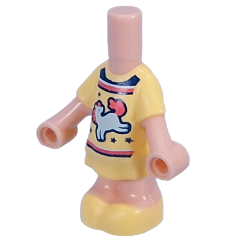 Lego Microdoll Body Short Dress Bright Light Yellow, White Animal print / Light Nougat