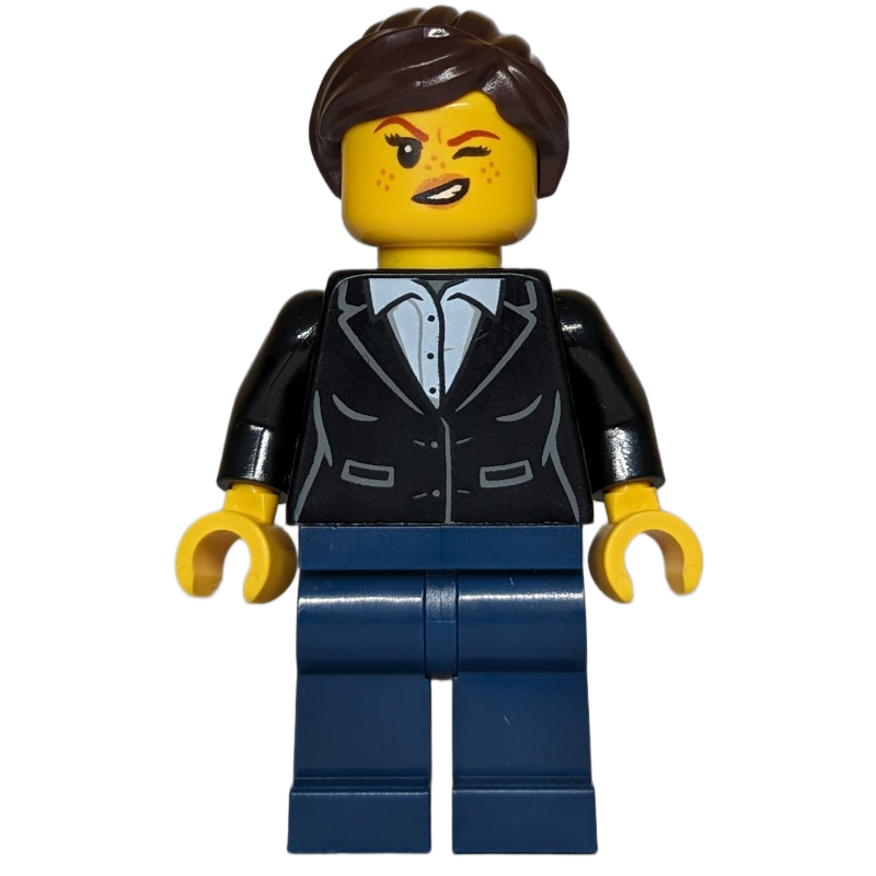 Lego Robber, Black Torso, Dark Blue Legs, Dark Brown Hair