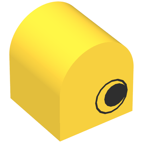 Lego Duplo Brick 2 x 2 x 2 Curved Top with Eye Print on Two Sides / Yellow