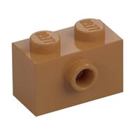 Lego Brick Special 1 x 2 with 1 Center Stud on 1 Side, Bottom Stud Holder / Medium Nougat