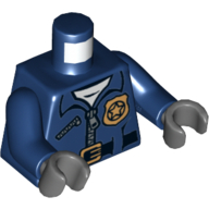 Lego Torso Police Jacket and Gold Police Badge Print, Dark Blue Arms, Dark Bluish Gray Hands / Dark Blue