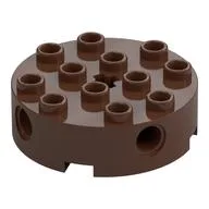 Brick Round 4 x 4 with 4 Side Pin Holes and Center Axle Hole / Brown