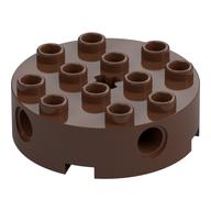 Lego Brick Round 4 x 4 with 4 Side Pin Holes and Center Axle Hole / Brown