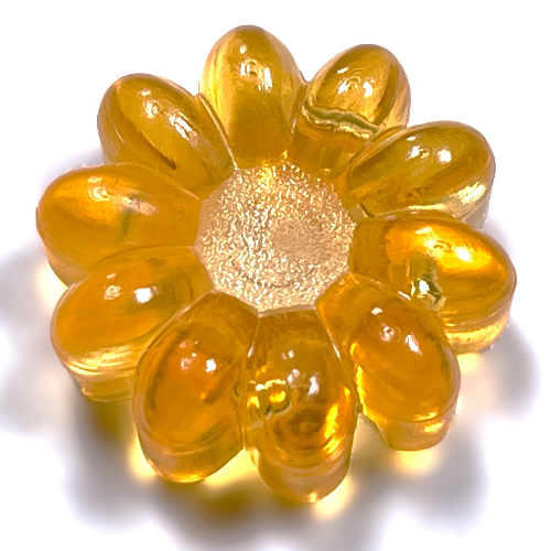 Lego Clikits Icon, Flower 2 x 2 Large, 10 Petals with Hole / Trans-Flame Yellowish Orange