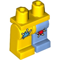 Lego Hips and Medium Blue Left Leg, Yellow Right Leg with Medium Blue and Red Patches Print / Yellow