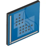 Road Sign Clip-on 2 x 2 Square [Thick Open O Clip] with Curved Blue Lines and Small Black Squares Print / Black