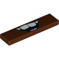 Tile 1 x 4 with Mater Mouth/Smile Print / Reddish Brown