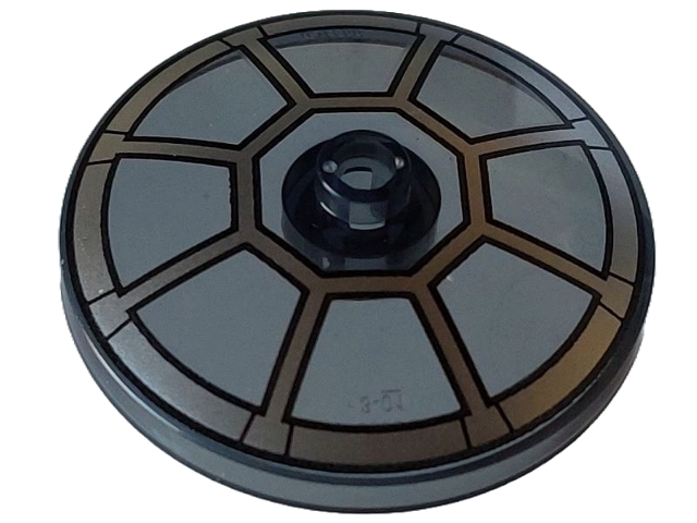 Lego Dish 4 x 4 Inverted (Radar) with Open Stud with Silver Radial TIE Bomber / Fighter Cockpit Pattern