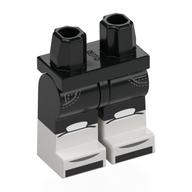 Lego Hips with Black Legs and White Boots Pattern with White Knee Pads, Black Shoes print / Black