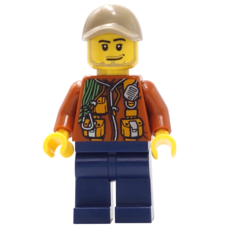 Lego Explorer, Jacket with Pouches, Radio, and Rope, Dark Tan Cap, Stubble