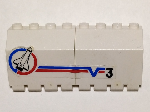Lego Stickered Assembly 8 x 2 x 3 1/3 with Shuttle and Number 3 Pattern Model Right Side (Sticker) - Set 6544
